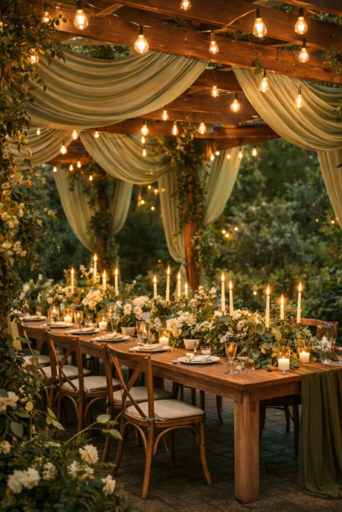 Illuminazione per matrimonio outdoor con luci calde e lampadine decorative