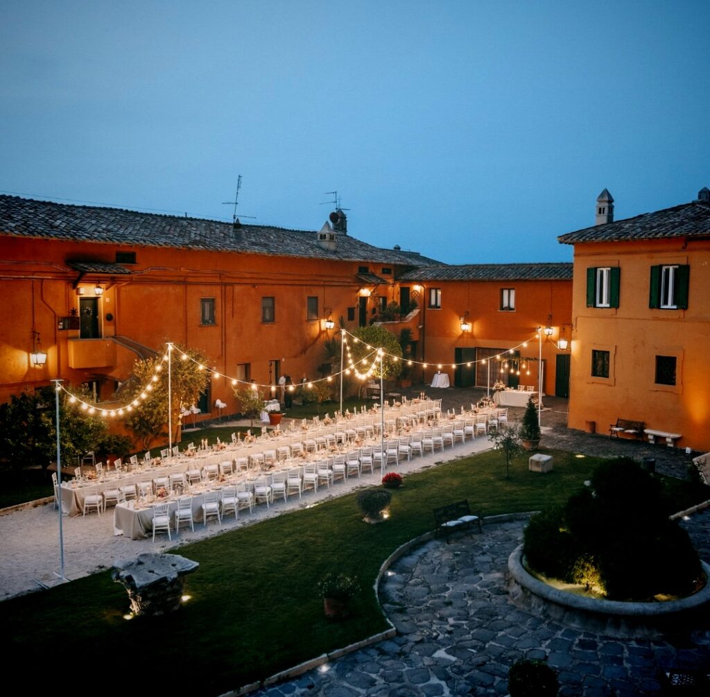 illuminazione architetturale matrimonio con luci soffuse e calde