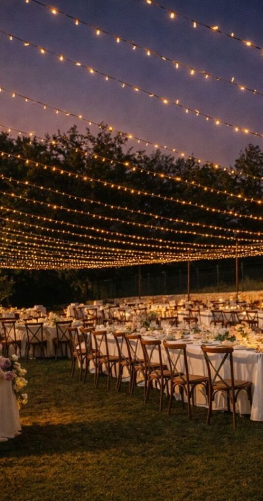 allestimento luci matrimonio elegante villa sera frosinone