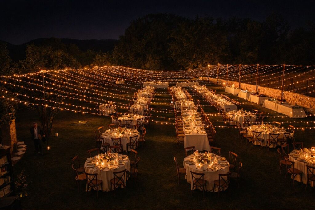 wedding lighting design matrimonio elegante luci soffuse
