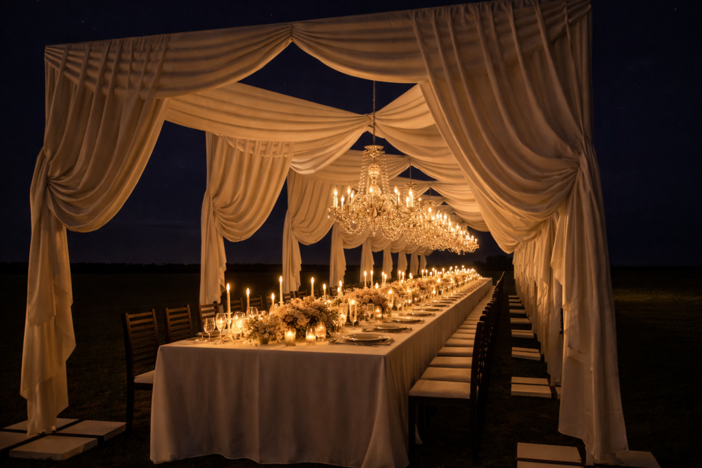 wedding lighting elegante per matrimonio serale in location esclusiva